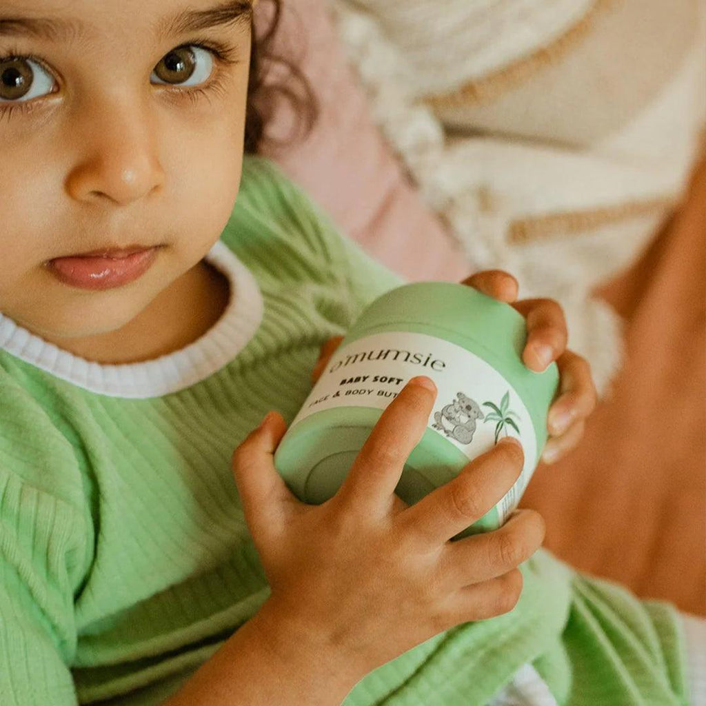 Hydrating baby cream with natural plant-based ingredients.

