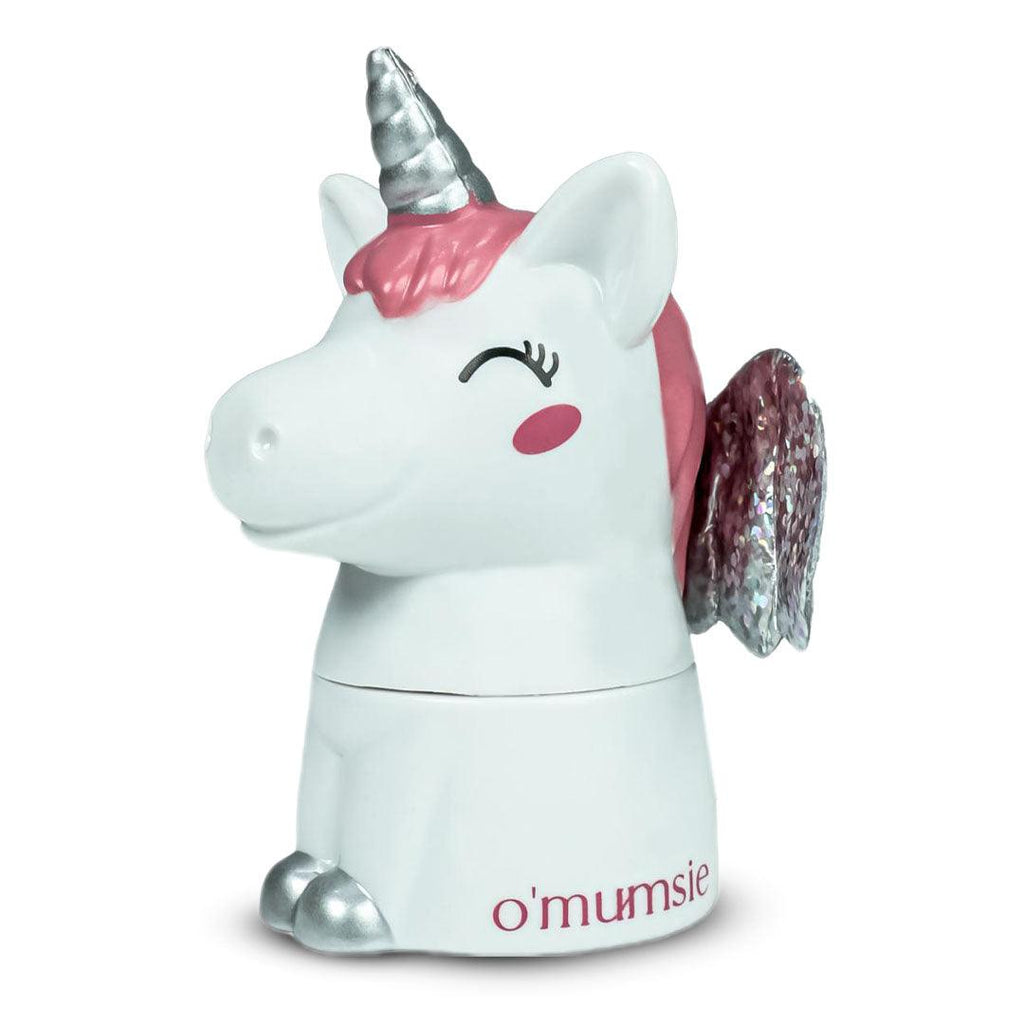 unicorn-lip-balm-for-kids.jpg – "Omumsie Unicorn Lip Balm for kids with natural strawberry flavor in a cute unicorn-shaped container."